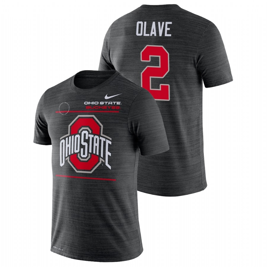 Ohio State Buckeyes Men's NCAA Chris Olave #2 Black 2021 Sideline Velocity Performance College Football T-Shirt BZT6249UJ
